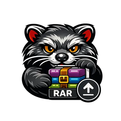 Bearcat holding a RAR archive upload