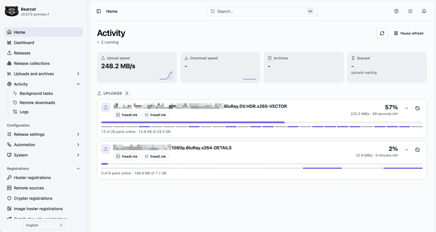 Bearcat web interface
