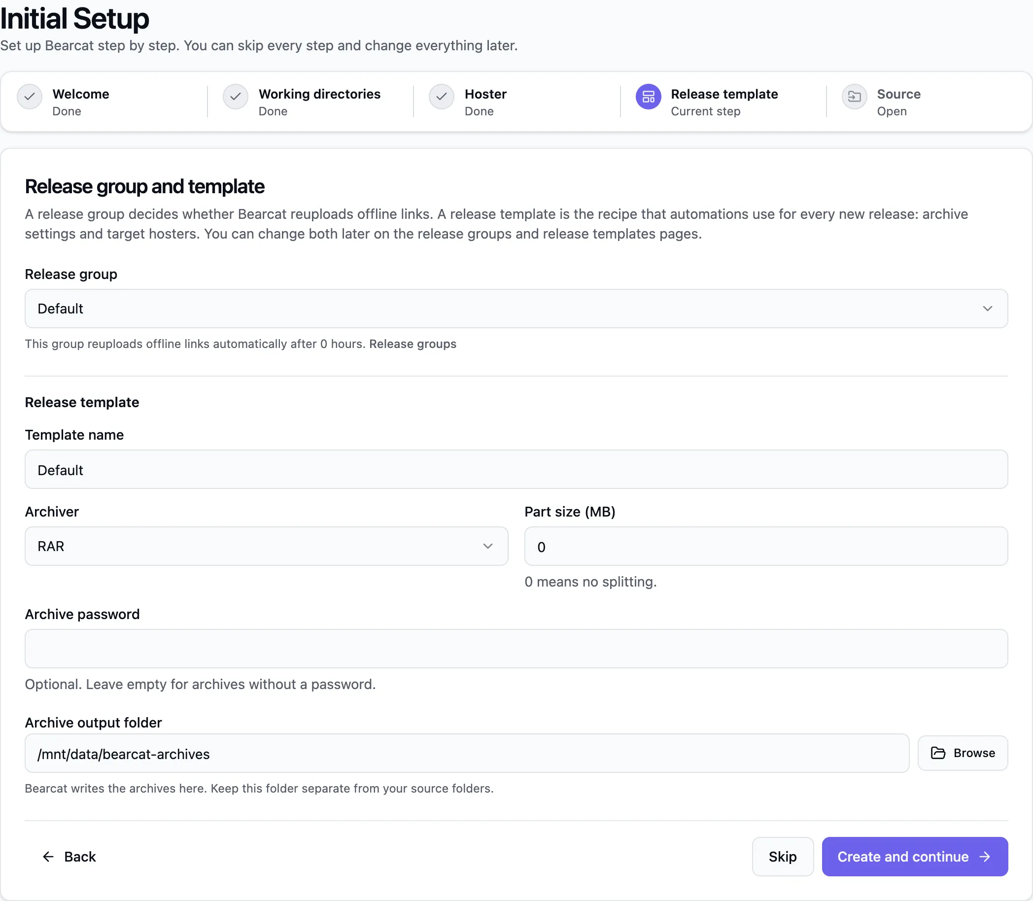 Release group and template step